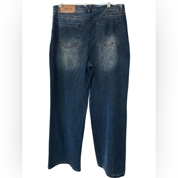 Blue Wide Leg Flare Jeans with Relaxed Fit - Picture 8 of 8